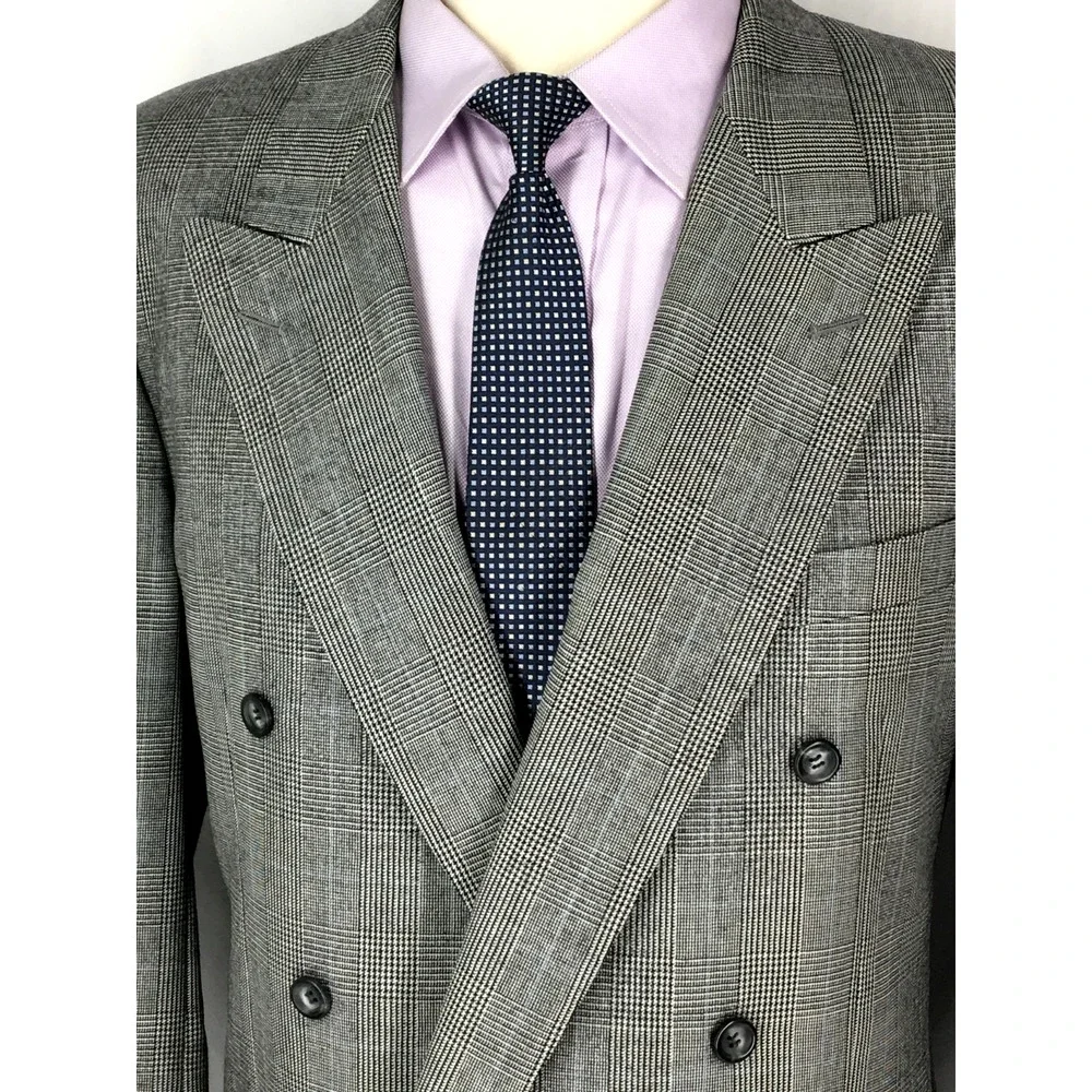 42L Malibu Clothes Beverly Hills Mens Vintage Double Breasted Wool Suit Pants 36